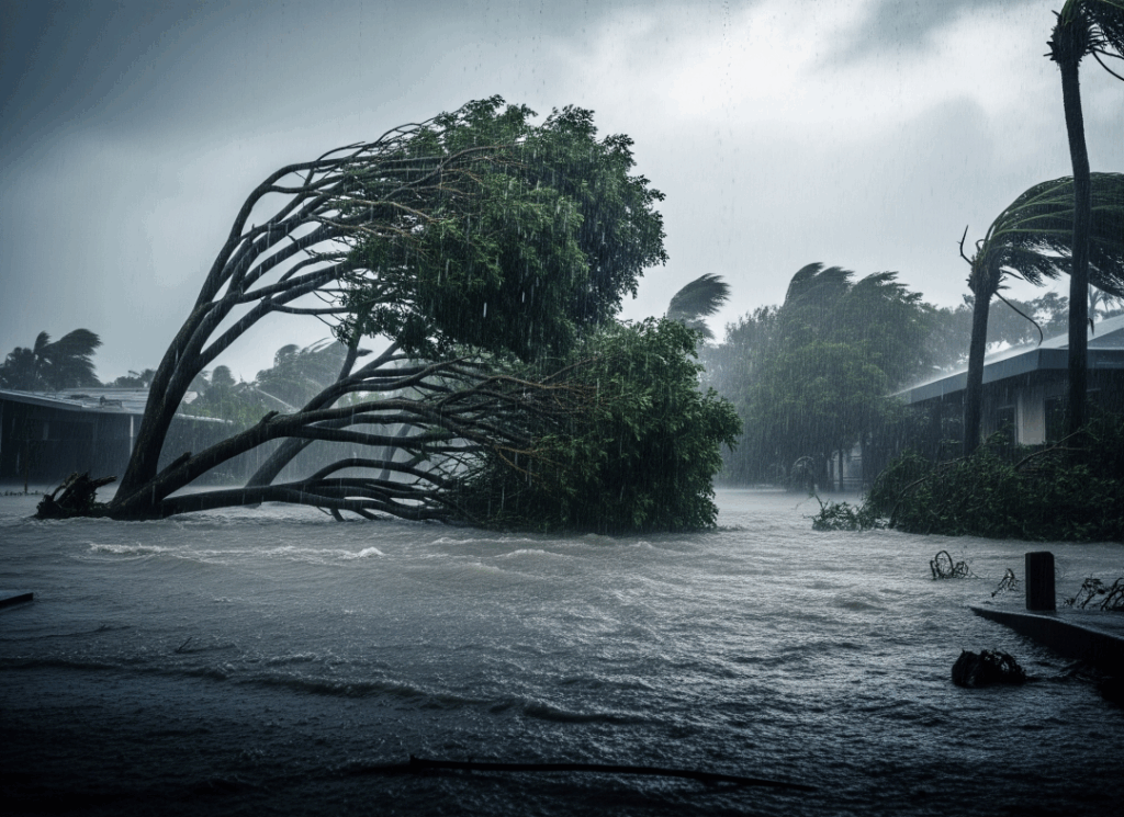 ฝนตกน้ำท่วมลมแรงปก