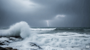 ฝนถล่ม คลื่นลมแรง