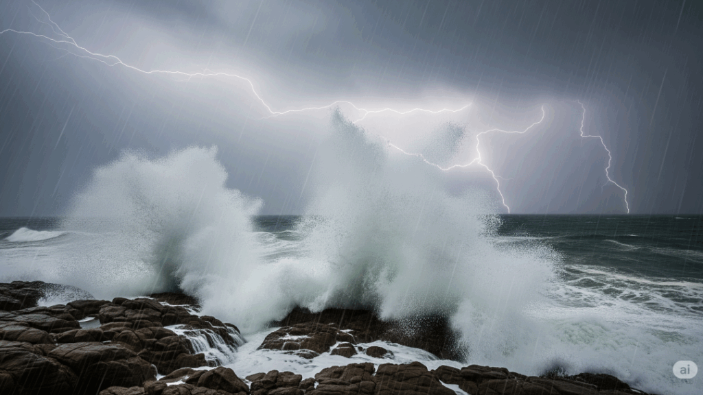 ฝนถล่ม คลื่นแรง