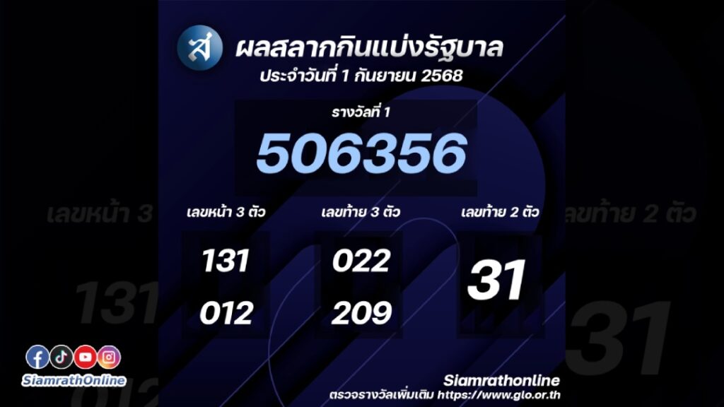 หวย1กันยายน68